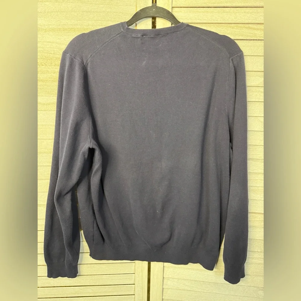Polo Ralph Lauren V Neck Sweater Men Large Navy Merino Wool Pony Preppy Classic
